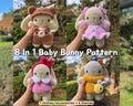 8 in 1 Baby Bunny in Clothing & Accessories Crochet Pattern | Dress, Overalls, Bow, Sweater, Hat, Headband product logo