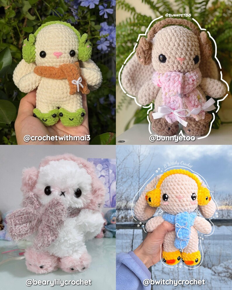 4 In 1 Cozy Baby Bunny Plushies Crochet Pattern | Earmuffs, Boots, Scarf image 7
