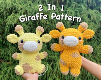 PATTERN - 2 in 1 Giraffe Plushie Crochet Pattern