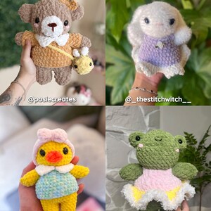 15 in 1 Baby Plushies in Interchangeable Clothing Crochet Pattern Bundle | Bunny, Bear, Frog, Duck image 10