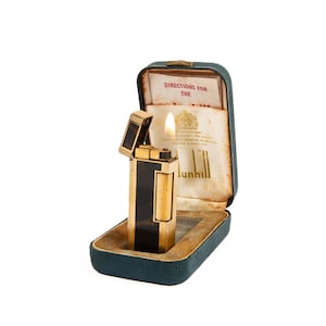 Vintage Dunhill Rollagas lighter Tortoiseshell Gold Plated In Box 1970s