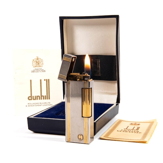 Vintage Silver Plated Dunhill Rollagas Lighter Satin in Box 1985