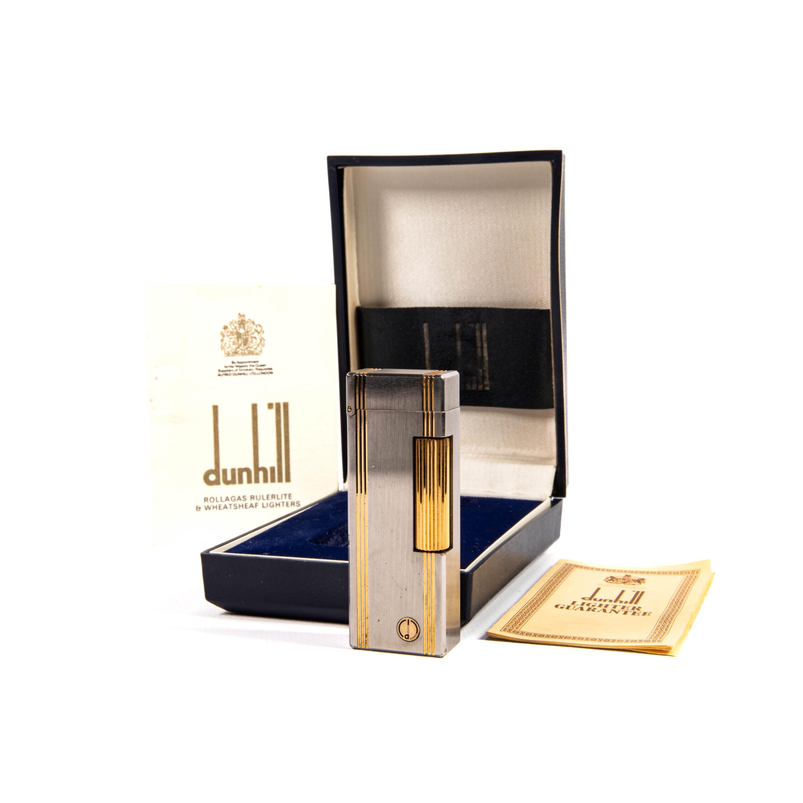 Vintage Silver Plated Dunhill Rollagas Lighter Satin in Box 1985