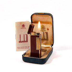 Vintage Dunhill Rollagas Lighter Red Lacquered in Box 1970s