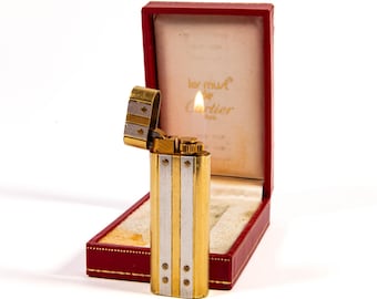 オリジナルのヴィンテージ カルティエ ライター、金メッキ、トリニティ