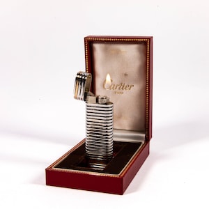 Vintage Factory Sterling Silver Cartier Les Must Lighter in Box 1970s