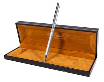 Bolígrafo S.T. Dupont Classique vintage de plata de ley en caja, década de 1980