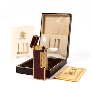 Vintage Dunhill Rollagas Lighter Red Lacquered in Box 1970s