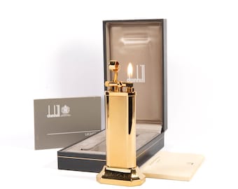 Vintage Gold Plated Dunhill Unique Table Lighter in Box 1990s