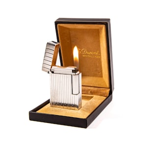 Vintage Silver Plated S.T. Dupont Ligne 1 BR Regular Lighter  in Box 1980s