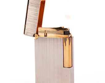 Encendedor S.T. Dupont Ligne 2 Regular chapado en oro, de paladio, de la década de 1990.