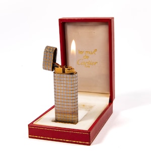 Vintage Two-Tone Cartier Les Must Lighter in Box 1970s