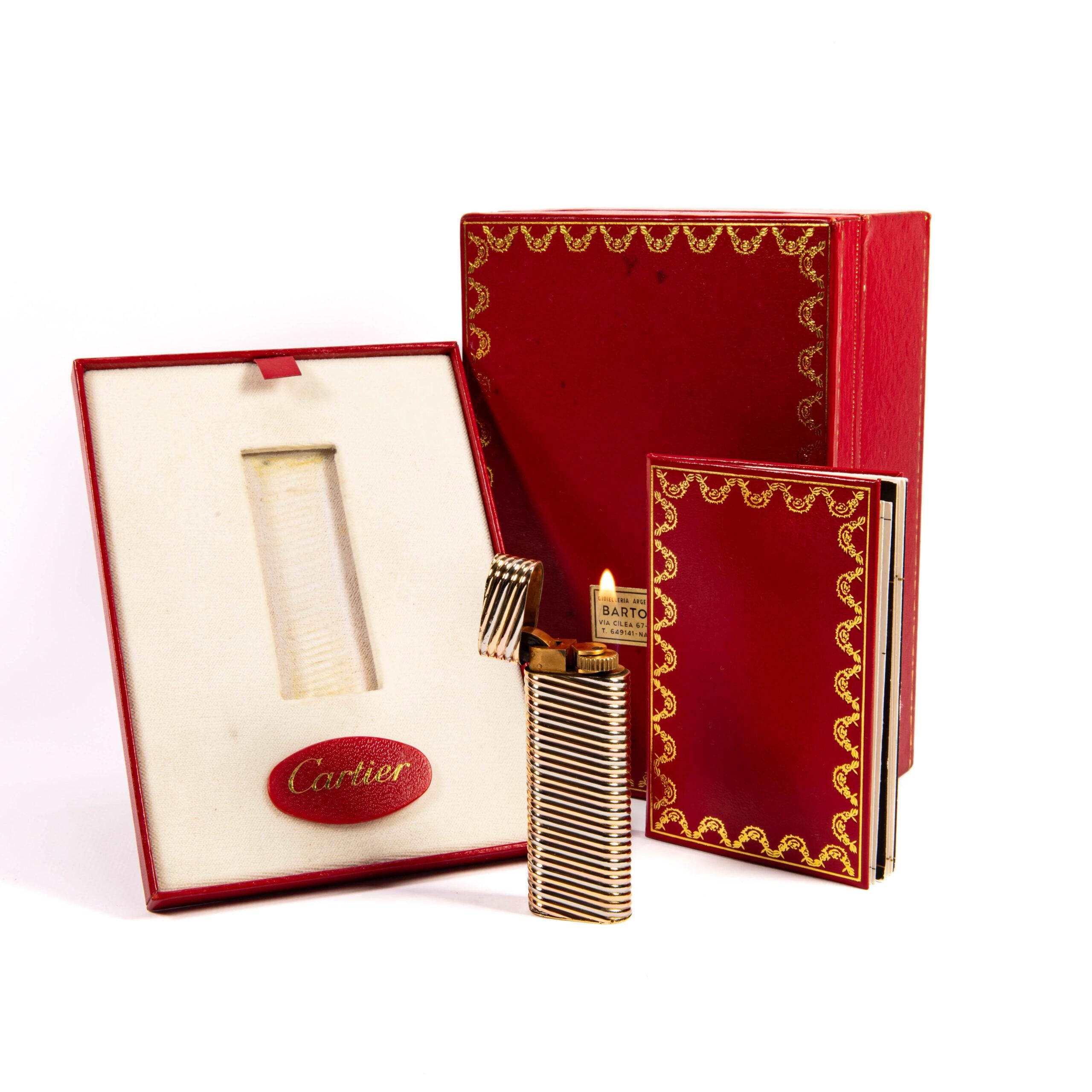 Vintage Factory 18k Solid Gold Cartier Trinity Lighter in Box