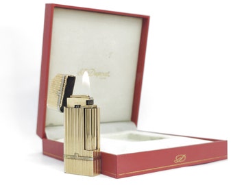 Vintage 24k Gold Plated Charles Jourdan ST Dupont Lighter In Box