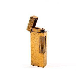 Vergoldetes Vintage Dunhill Rollagas Feuerzeug mit feiner Rinde aus den 1970er Jahren