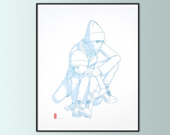Handmade screen printing 40x50 cm limited numbered wall decoration - Olena & Andriy