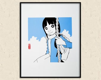 Handmade silkscreen 40x50 cm limited numbered wall decoration - The sky color coat