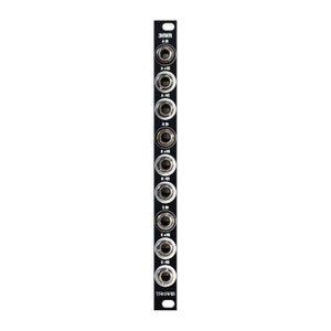 May include: A black 3HWR Eurorack module with 10 jacks, labelled A IN, A +VE, A -VE, B IN, B +VE, B -VE, C IN, C +VE, C -VE, and TAKARB.