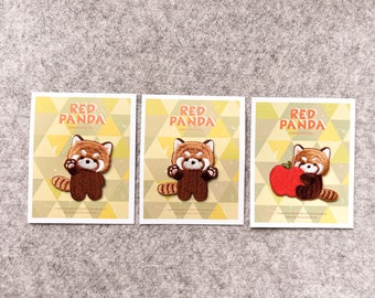 Red Panda Patch Iron-On Embroidery Applique Kawaii, Turning red Fans, Animal lover buttons, backpack patch, jeans patch, patch for bags