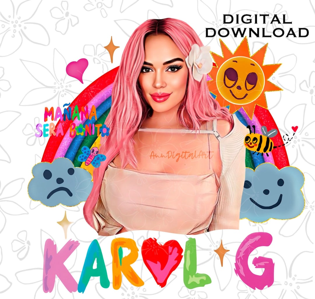 Karol G PNG, Karol G Pink Hair PNG, Karol G Sublimation PNG, Mañana 