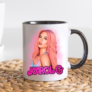 Karol G Pink Hair Barbie Princess Doll Pink Smoke Background Sublimation PNG, Digital Download