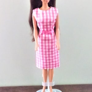 Handmade Doll Clothes - Dress in Pink Check for 11.5&quot; fashion doll