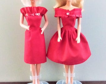 Handmade Doll Clothes - Dresses in Red Styles for 11.5" fashion doll