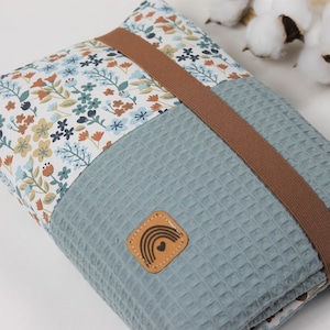 Windeltasche Wickeltasche *Blümchen* blau-braun-beige
