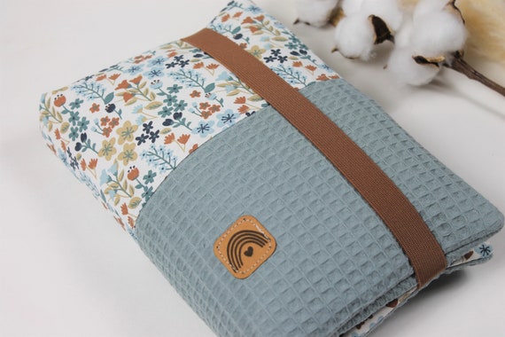 Windeltasche Wickeltasche *Blümchen* blau-braun-beige