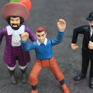 3 personaggi vintage di Tintin | Stagno Stagno | Tintin e il segreto dell'unicorno | Capitano Haddock | Janssen | Modello in scala | Figure d'azione | Striscia