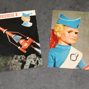 2 cartes Thunderbirds de 1965 | Cartes vintage | Cartes postales anciennes | Cartes postales anciennes | Héros de la télévision | Série culte | IR