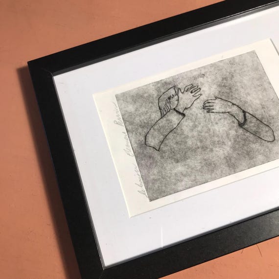 Print "The Kiss, Couple in Love" Art Print - Wall Art - Engraving Print, Handmade Numbered and Signed Art Edition.