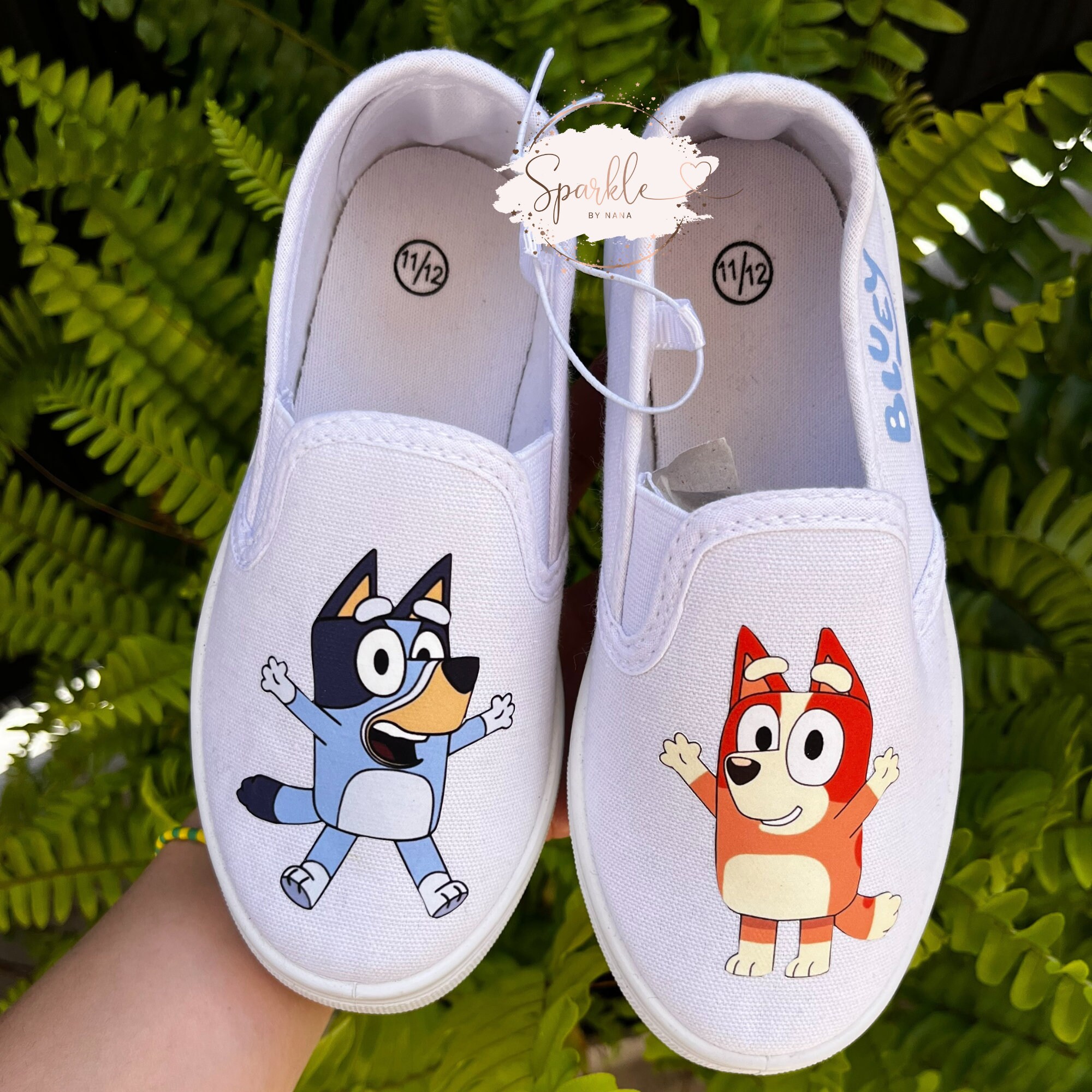 Bluey Shoes Bluey and Bingo White Slipon Personalized Etsy Ireland