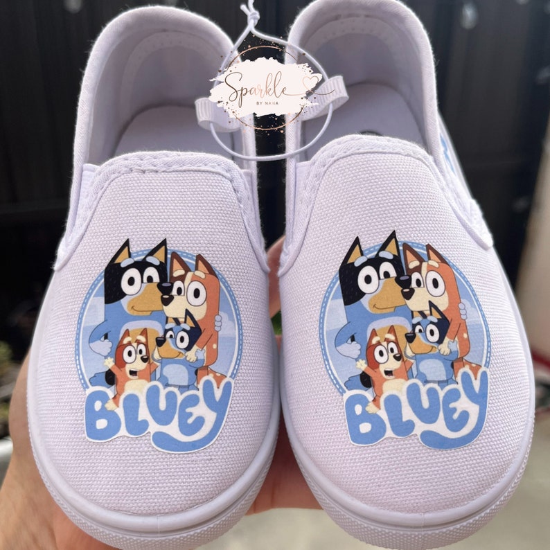 Bluey Inspired Bluey Shoes Bluey and Bingo White Slipon Etsy België