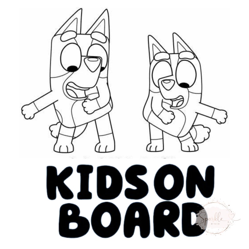 Bluey and Bingo Kids on Board Bluey Heeler Car Decal Etsy