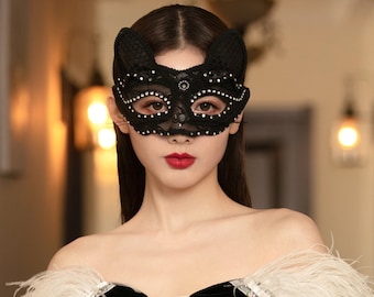 Ladies Masquerade Mask  metallic bronze silhouette mask  diamantes around eyes 