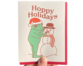 Frog Snowman Christmas Holiday Card