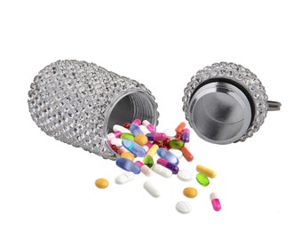 Bling pill bottle keyring