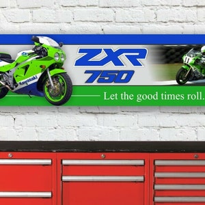 Br374b kawasaki zxr750 h1 1989 inspired workshop banner sign