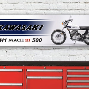 BR498B Kawasaki H1 500 mach 3 1969 bannière d&#39;atelier flexible présentoir de garage