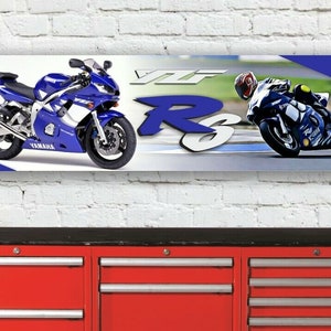 Br344b yamaha yzf r6 2000 blauw geïnspireerd workshop flexibel bannerbord
