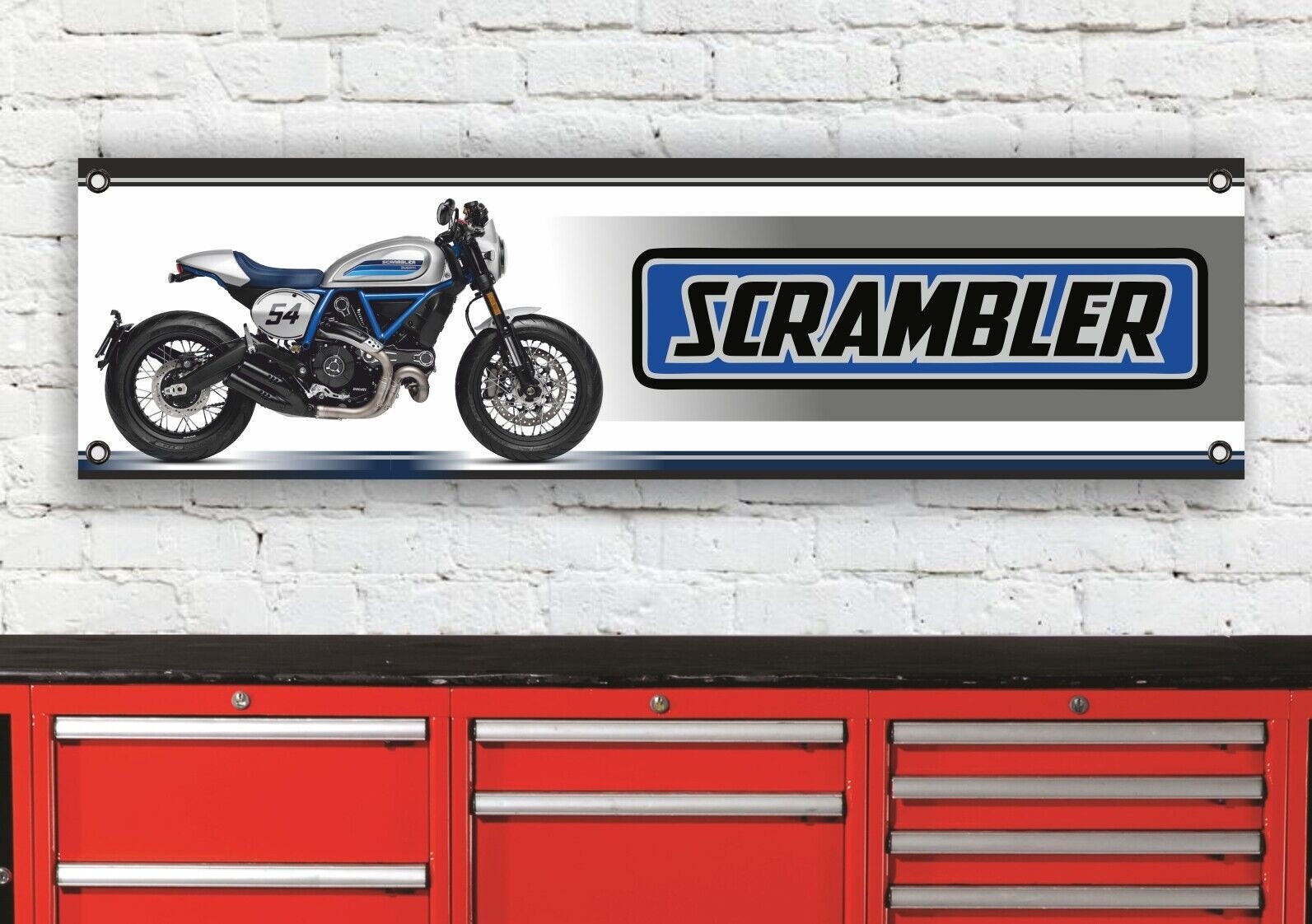Br446b Ducati Cafe Racer Scrambler 2019 Inspired Workshop Banner Sign ...
