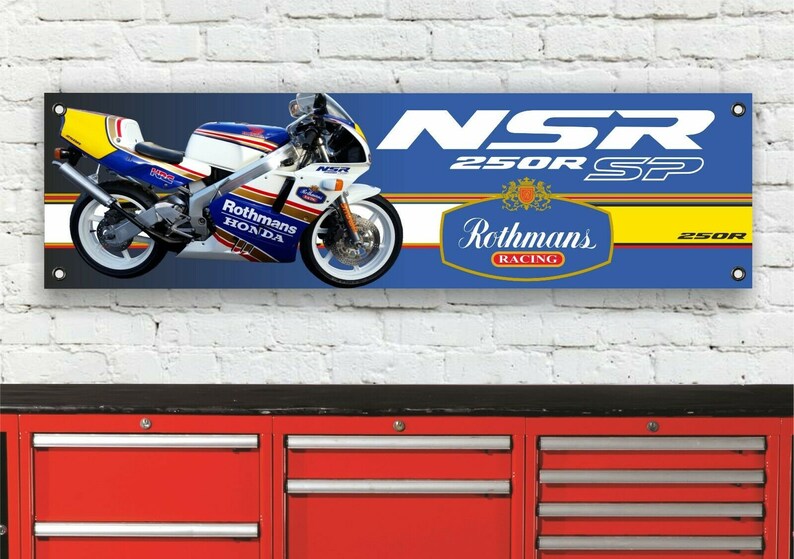 Br110b honda nsr250r nsr250 mc21 rothmans workshop banner sign image 1