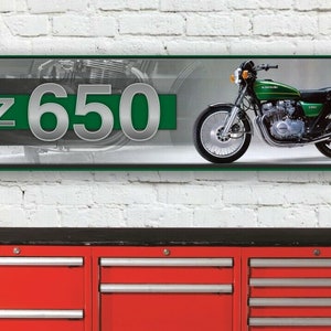 Br369b kawasaki z-650 b z650b inspired 1976 green garage workshop banner sign