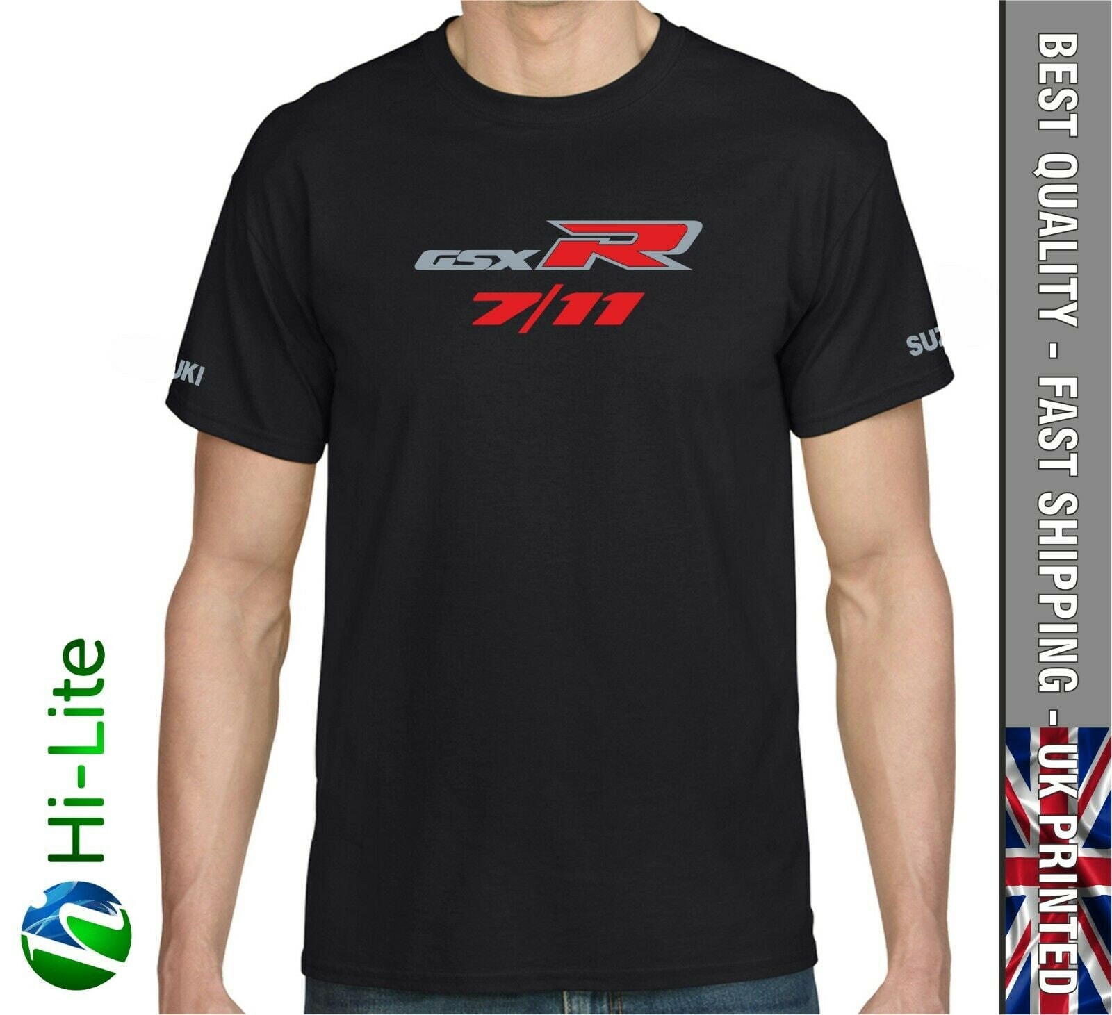 Ts76 Suzuki Gsxr 7/11 750 1100 T-shirt Black Slabside Ts76 Suzuki Gsxr 7/11 750 1100 T-shirt Black Slabside