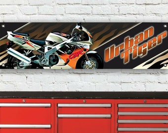 Br79c honda cbr900rr fireblade urban tiger inspired garage workshop banner sign