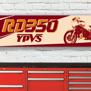 Br196b yamaha rd350 ypvs 31k retro workshop banner sign
