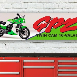 Br132b kawasaki gpz900r a1 bannière d’atelier vert