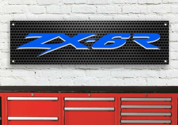Br349b Kawasaki Zx6r Ninja Logo Blue Workshop Banner Sign - Etsy