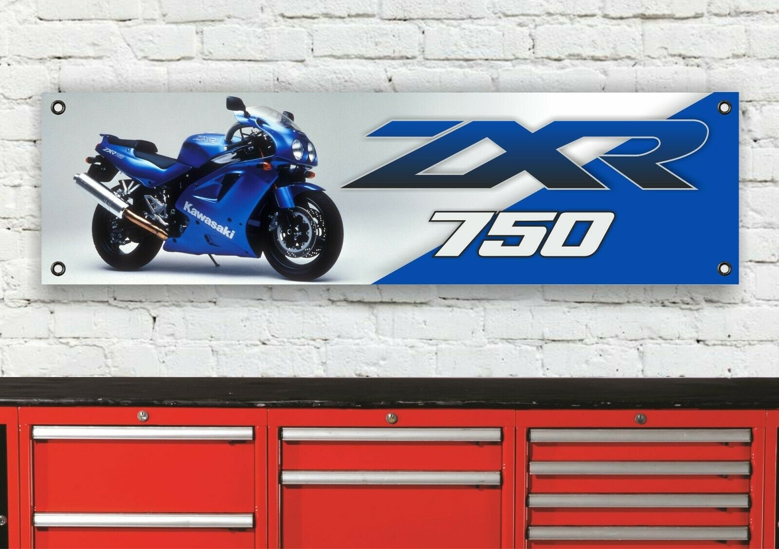 Br220b Kawasaki Zxr750 J Blue Garage Workshop Banner Sign - Etsy